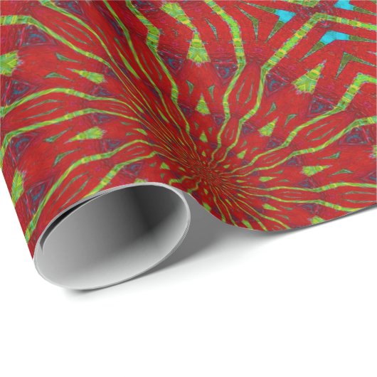 Abstract Hippie Rood & Geel Bloemmotief Etnische S Cadeaupapier (Rol Hoek)