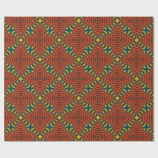 Abstract Hippie Rood & Geel Bloemmotief Etnische S Cadeaupapier (Vlak)