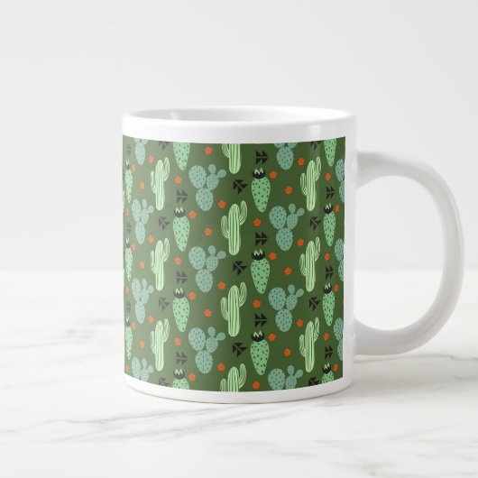 Abstract Hipster Cactus Desert Patroon Grote Koffiekop (Rechts)