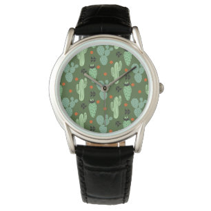 Abstract Hipster Cactus Desert Patroon Horloge