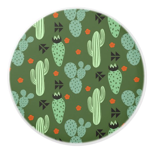 Abstract Hipster Cactus Desert Patroon Keramische Knop (Voorkant)