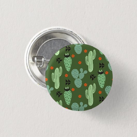 Abstract Hipster Cactus Desert Patroon Ronde Button 3,2 Cm (Voorkant /achterkant)