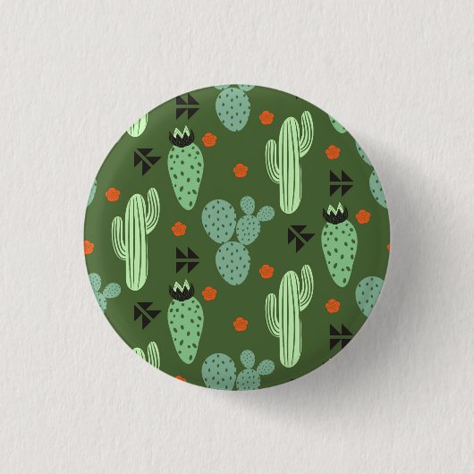 Abstract Hipster Cactus Desert Patroon Ronde Button 3,2 Cm (Voorkant)
