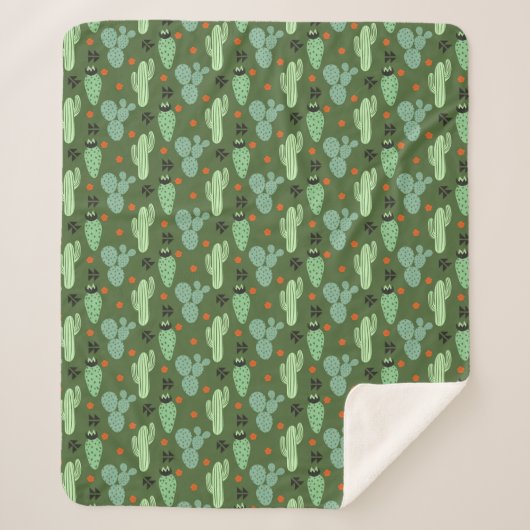 Abstract Hipster Cactus Desert Patroon Sherpa Deken (Voorkant)