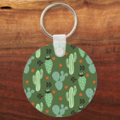 Abstract Hipster Cactus Desert Patroon Sleutelhanger (Voorkant)