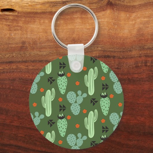 Abstract Hipster Cactus Desert Patroon Sleutelhanger (Voorkant)