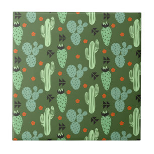 Abstract Hipster Cactus Desert Patroon Tegeltje