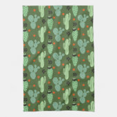 Abstract Hipster Cactus Desert Patroon Theedoek (Verticaal)