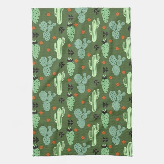 Abstract Hipster Cactus Desert Patroon Theedoek (Verticaal)