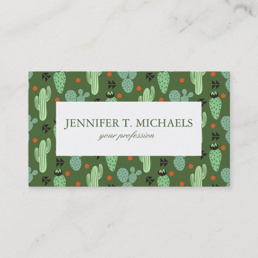 Abstract Hipster Cactus Desert Patroon Visitekaartje (Voorkant)