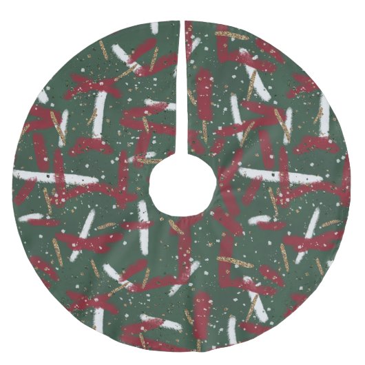 Abstract Holiday Splashes in Red, White & Gold Kerstboom Rok (Voorkant)