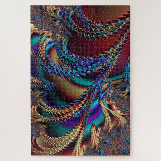 Abstract Holografisch Fractal Alien Landschap Legpuzzel (Verticaal)