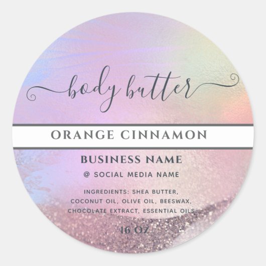 Abstract holografisch gouden modern script product ronde sticker (Voorkant)