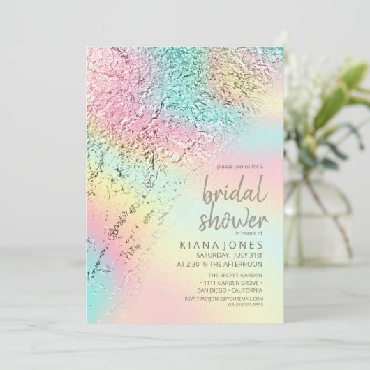 Abstract Holografisch Regenboog Vrijgezellenfeest  Kaart (Staand voorkant)