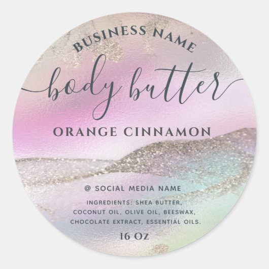 Abstract holografisch roos goud modern script ronde sticker (Voorkant)