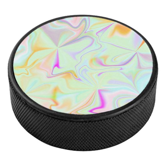 Abstract hologram Faux kleurrijk patroon Hockey Puck (3/4)