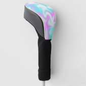Abstract hologram kleurrijke roze blauwe cirkels golfheadcover (Schuin)