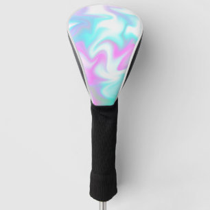 Abstract hologram kleurrijke roze blauwe cirkels golfheadcover