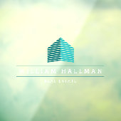 Abstract Home Logo Blauwgroen/White Window Cling Raamsticker (Vel 3)