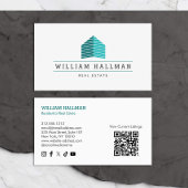 Abstract Home Logo Blauwgroen/Wit QR-code Visitekaartje