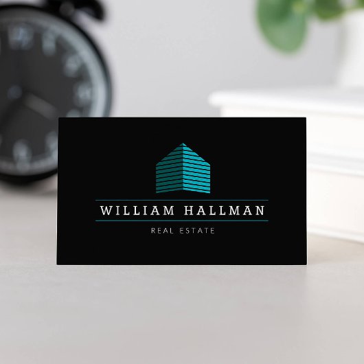 Abstract Home Logo Blauwgroen/Zwart Visitekaartje
