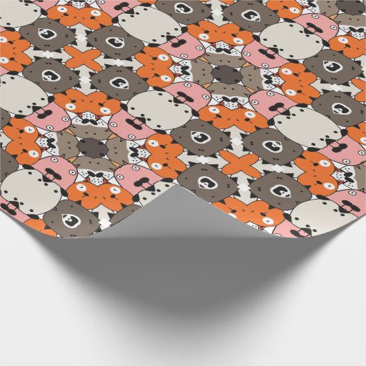 Abstract honden gezichtsontwerp cadeaupapier (Hoek)