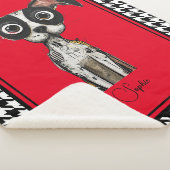 Abstract Hondenzwarte houndstooth Sherpa Deken (3/4)