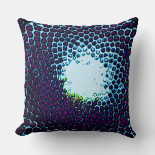 Abstract Honeycomb Design blauw en paars Kussen