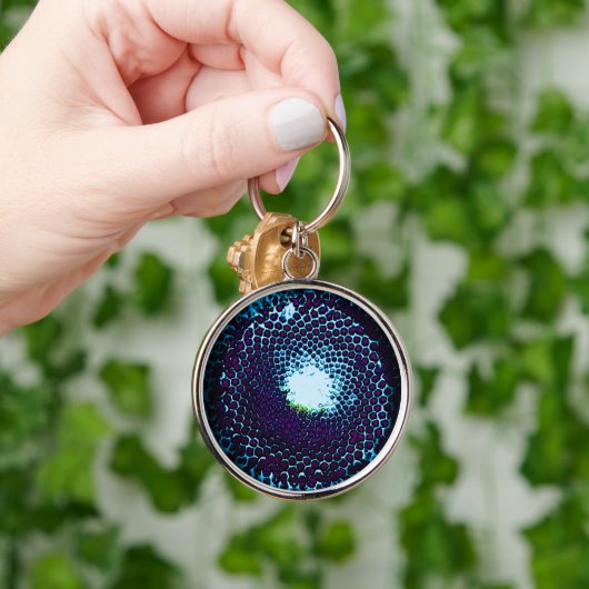 Abstract Honeycomb Design blauw en paars Sleutelhanger (Hand)