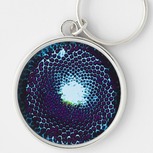 Abstract Honeycomb Design blauw en paars Sleutelhanger (Voorkant)