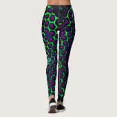 Abstract Honeycomb Design green en paars Leggings (Achterkant)