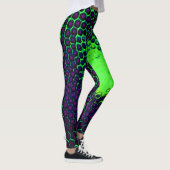 Abstract Honeycomb Design green en paars Leggings (Rechts)