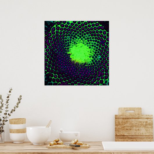 Abstract Honeycomb Design green en paars Poster (Keuken)