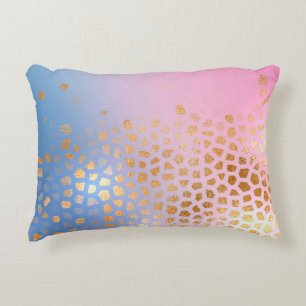 Abstract honingraat op blauwe roze gradiënt colo accent kussen