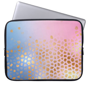 Abstract honingraat op blauwe roze gradiënt colo laptop sleeve