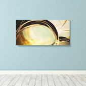 Abstract horizontaal canvas met gouden effect (Insitu (Houten vloer))