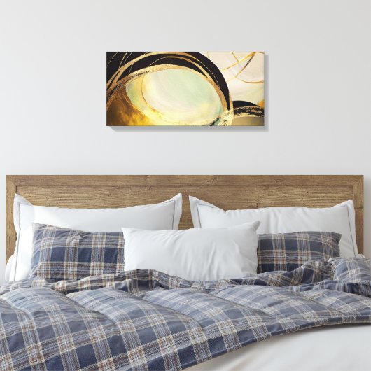 Abstract horizontaal canvas met gouden effect (Insitu (Slaapkamer))