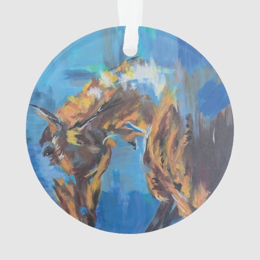 Abstract Horse Blue Painting Ornament (achterkant)