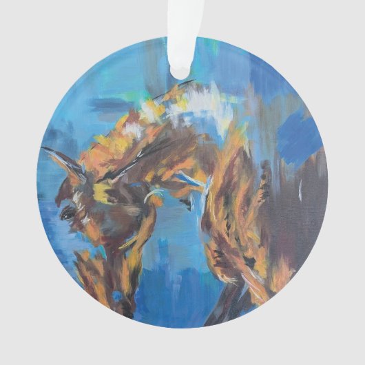 Abstract Horse Blue Painting Ornament (voorkant)