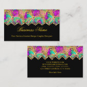 Abstract Hot Pink Paars Gold Black Visitekaartje (Voorkant / Achterkant)