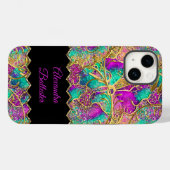 Abstract Hot Pink Paars Gold Case-Mate iPhone Case (Achterkant (horizontaal))