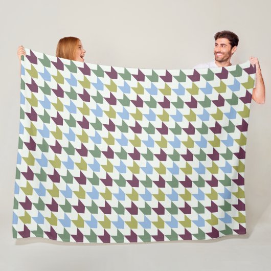 Abstract Houndstooth-Geïnspireerd Geometrisch Patr Fleece Deken (In situ)