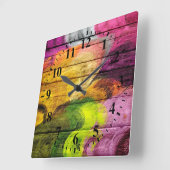 Abstract hout Schilderen #7 Vierkante Klok (Hoek)