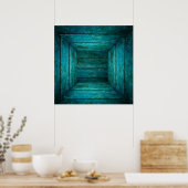 Abstract houten kubus poster (Keuken)