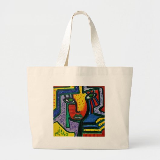 Abstract houten schilderij grote tote bag (Voorkant)