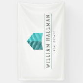 Abstract Huis Logo Blauwgroen/Wit Spandoek (Verticaal)