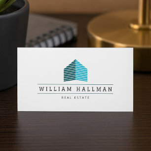 Abstract Huis Logo Blauwgroen/Wit Visitekaartje