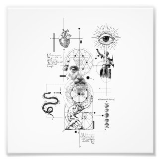 Abstract Human Mind, Eye & Heart Illustration Foto Afdruk