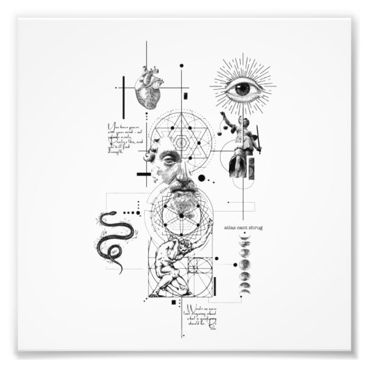 Abstract Human Mind, Eye & Heart Illustration Foto Afdruk (Voorkant)