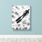 Abstract Human Silhouette – Modern Black & White A Canvas Afdruk (Insitu (Houten vloer))